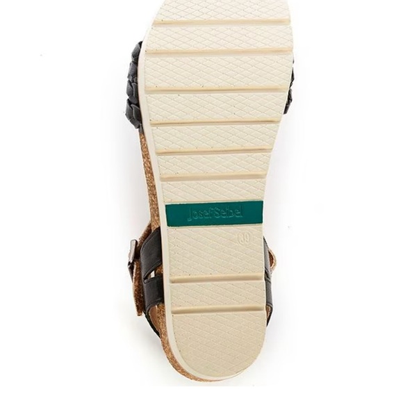 New Josef Seibel, Women’s Clea 16 Woven Leather Platform Sandal 2” Black/Tan 8 - Picture 12 of 12